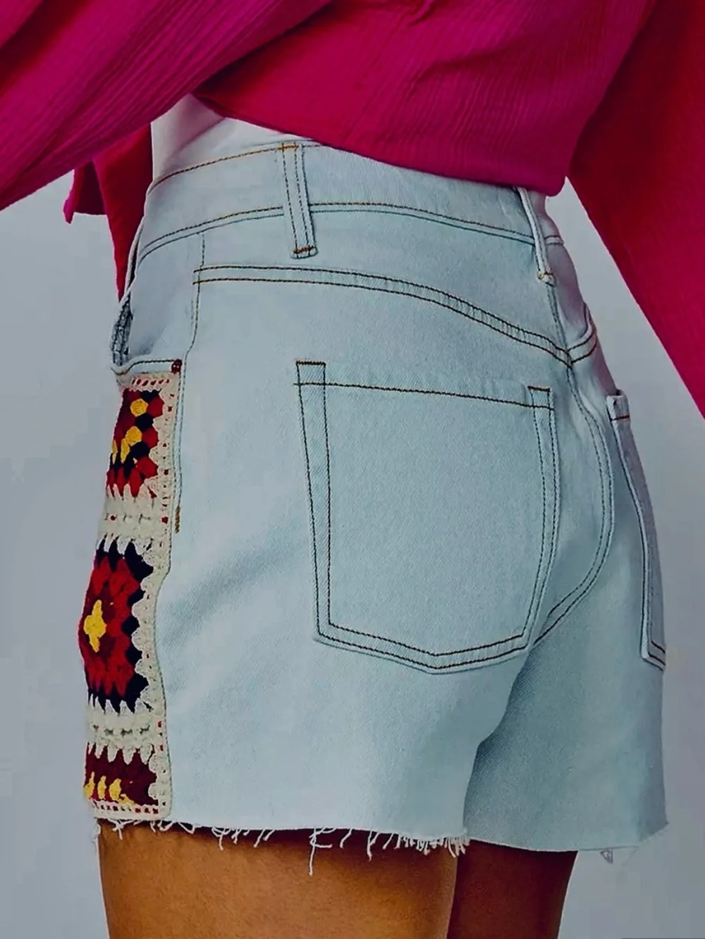 Crochet Denim Shorts